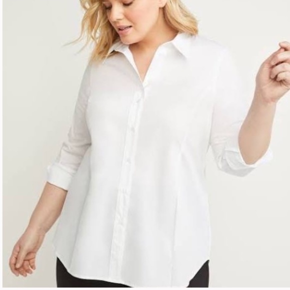 NEW White Girlfriend Button Down Lane Bryant Blouse NWT  16,18,22 - Picture 2 of 7